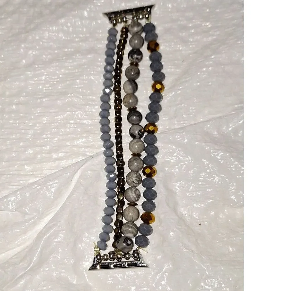 Apple Watch Gemstone Band Layered Agate Stretchy Elegant Boho Bracelet